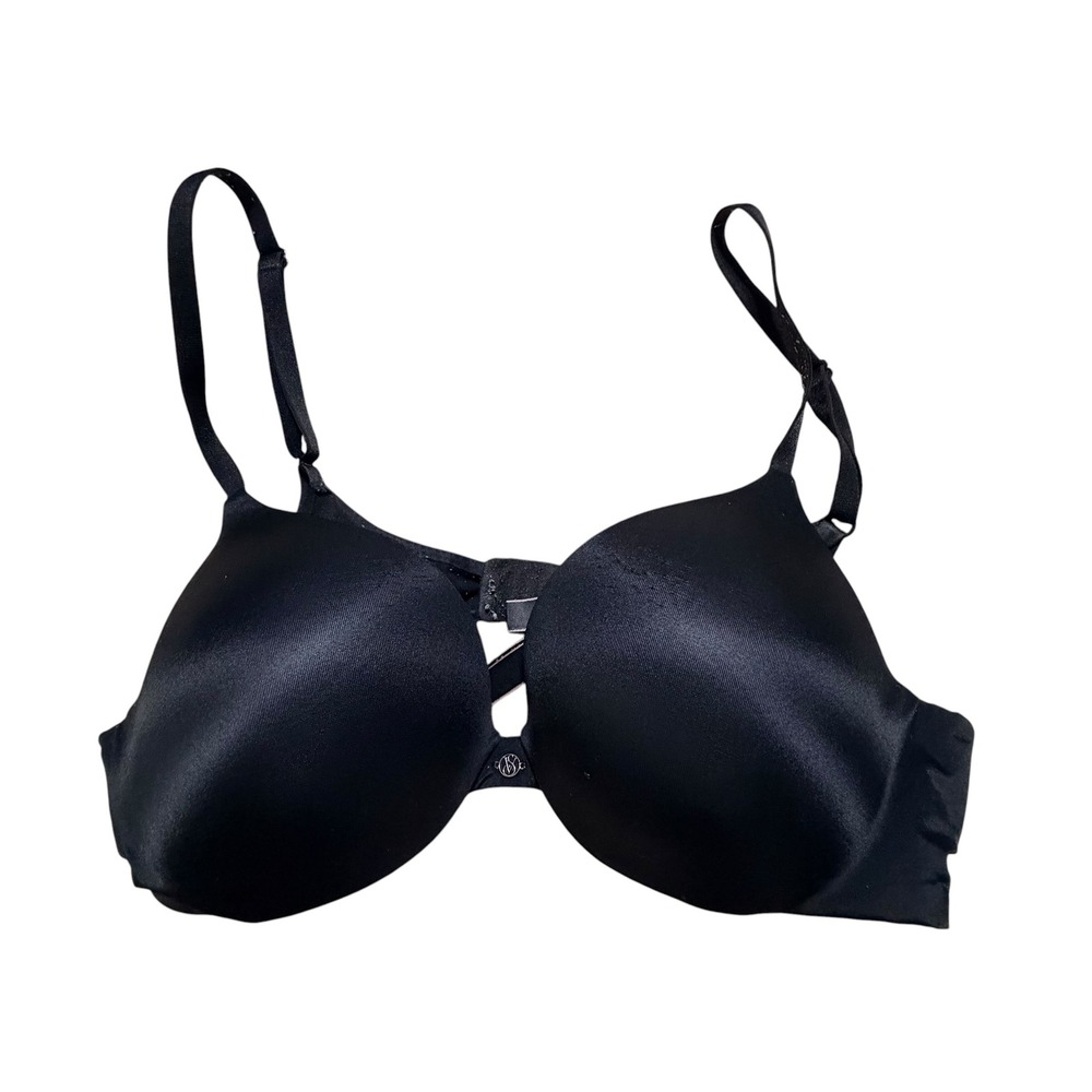 Victoria's Secret Very Sexy Black Push-Up Bra 36B Underwire Padded VS Logo Charm